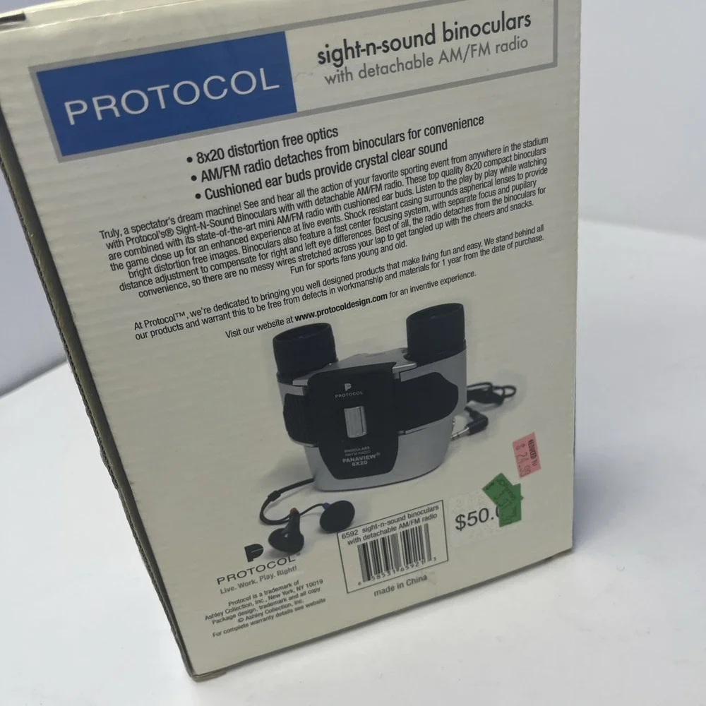 Protocol 6592 Sight-N-Sound‎ Binoculars with Detactable Am/FM Radio 8X20 Optics